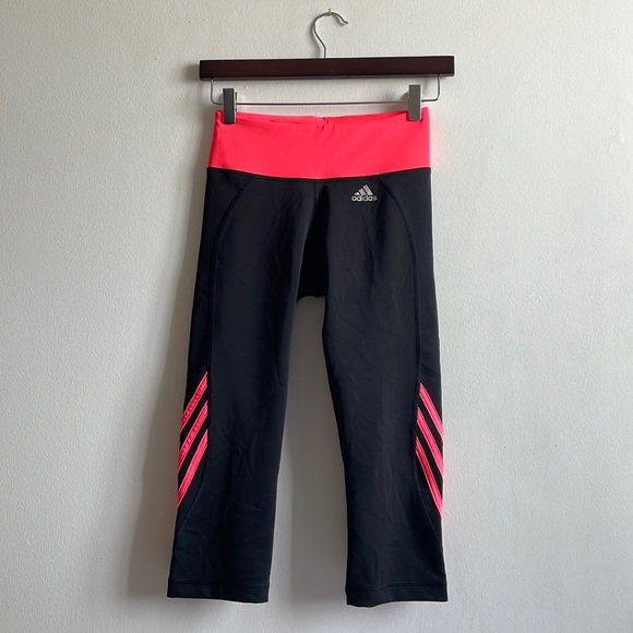 Adidas Capri Pants Small Black & Pink - Picture 1 of 9